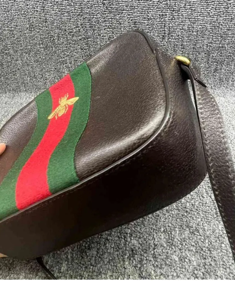 Gucci Bee Supreme Brown Calfskin Satchel Bag