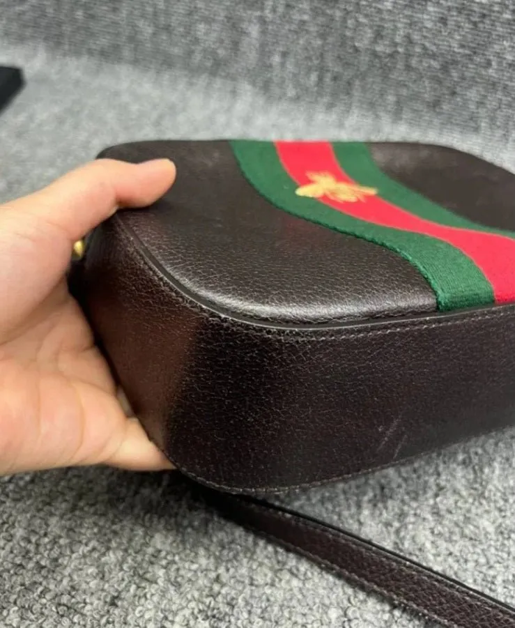 Gucci Bee Supreme Brown Calfskin Satchel Bag