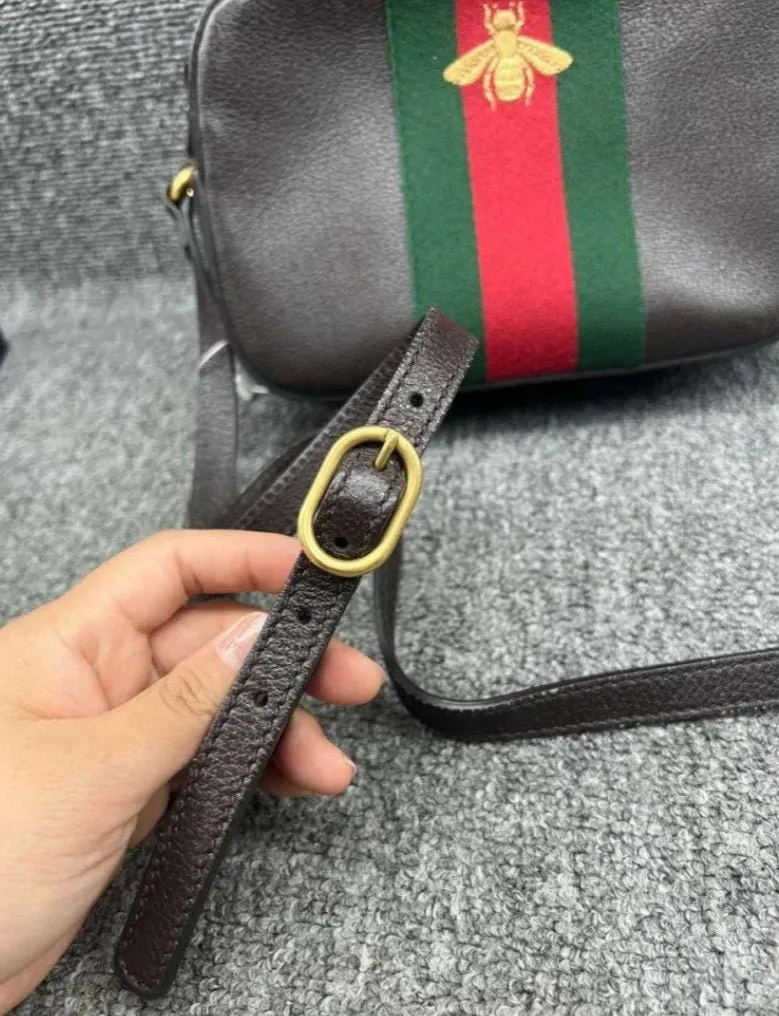 Gucci Bee Supreme Brown Calfskin Satchel Bag