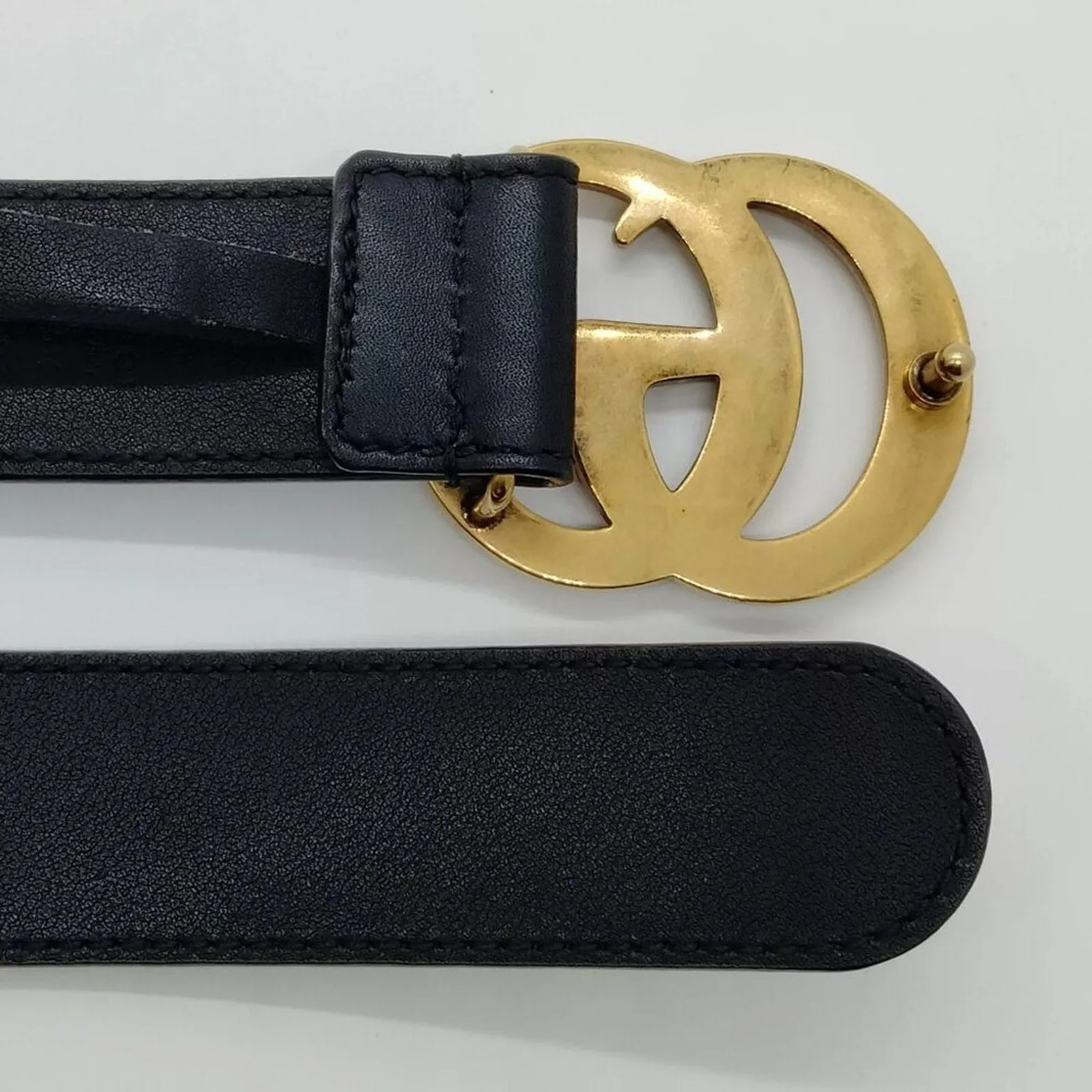Gucci Belt Black Gold Leather