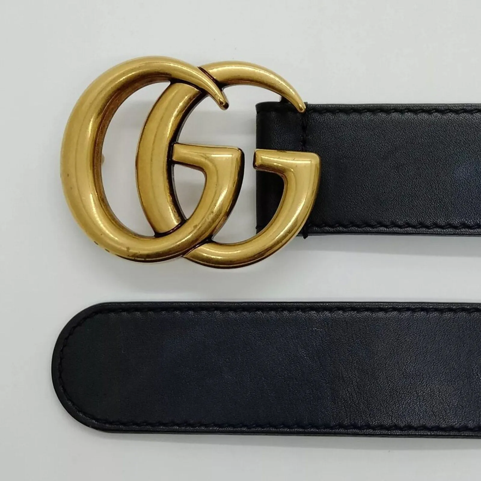 Gucci Belt Black Gold Leather