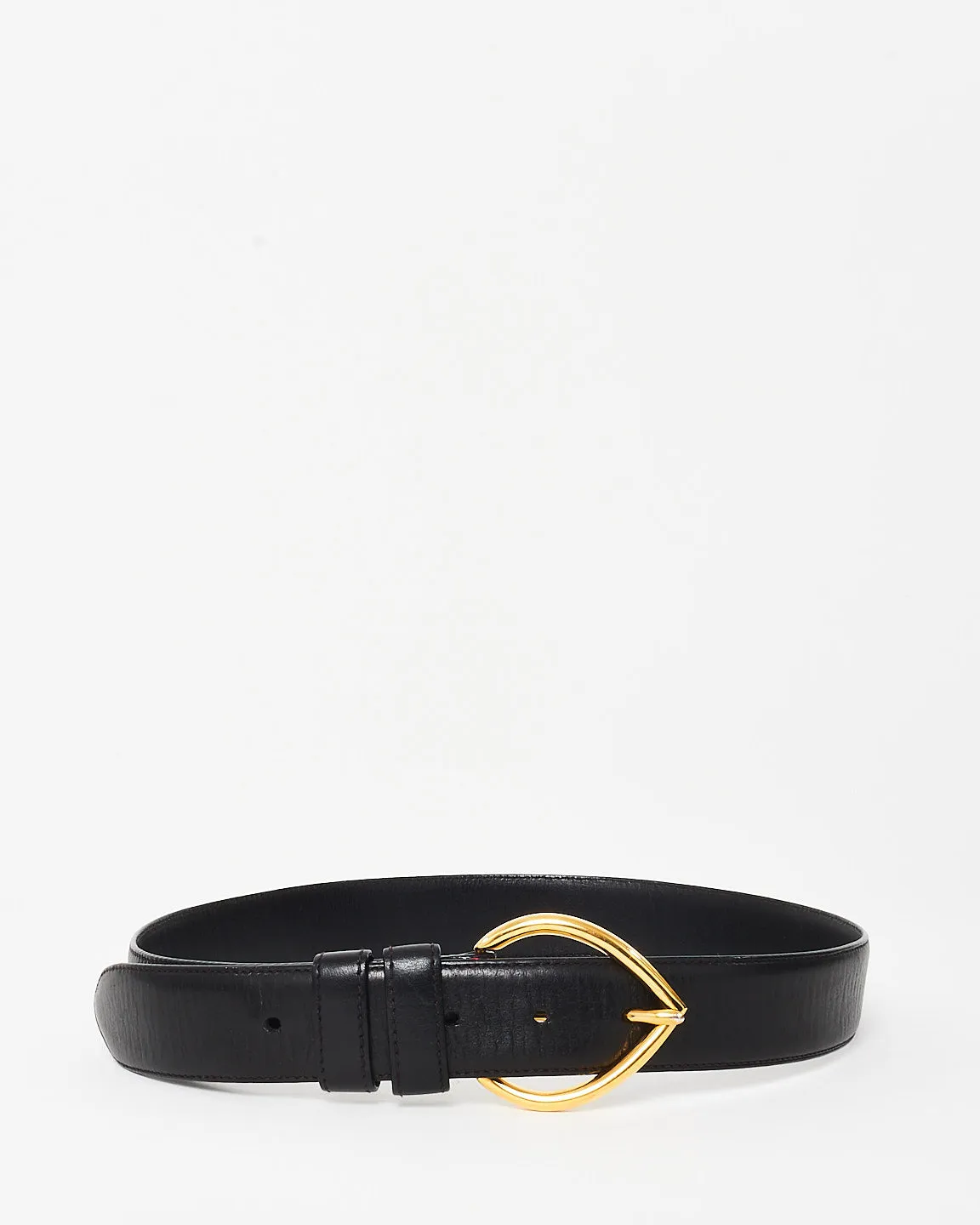 Gucci Black Leather Tear Drop Belt - 80/32
