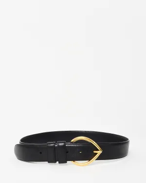 Gucci Black Leather Tear Drop Belt - 80/32