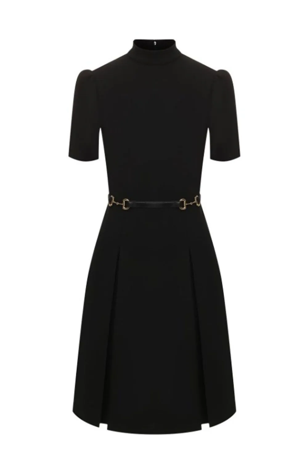 Gucci Black Viscose Dress with Horsebit Belt