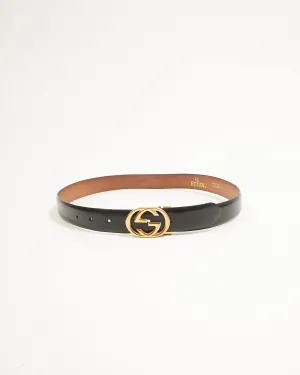 Gucci GG Gold Buckle on Fendi Black Leather Belt  - 110