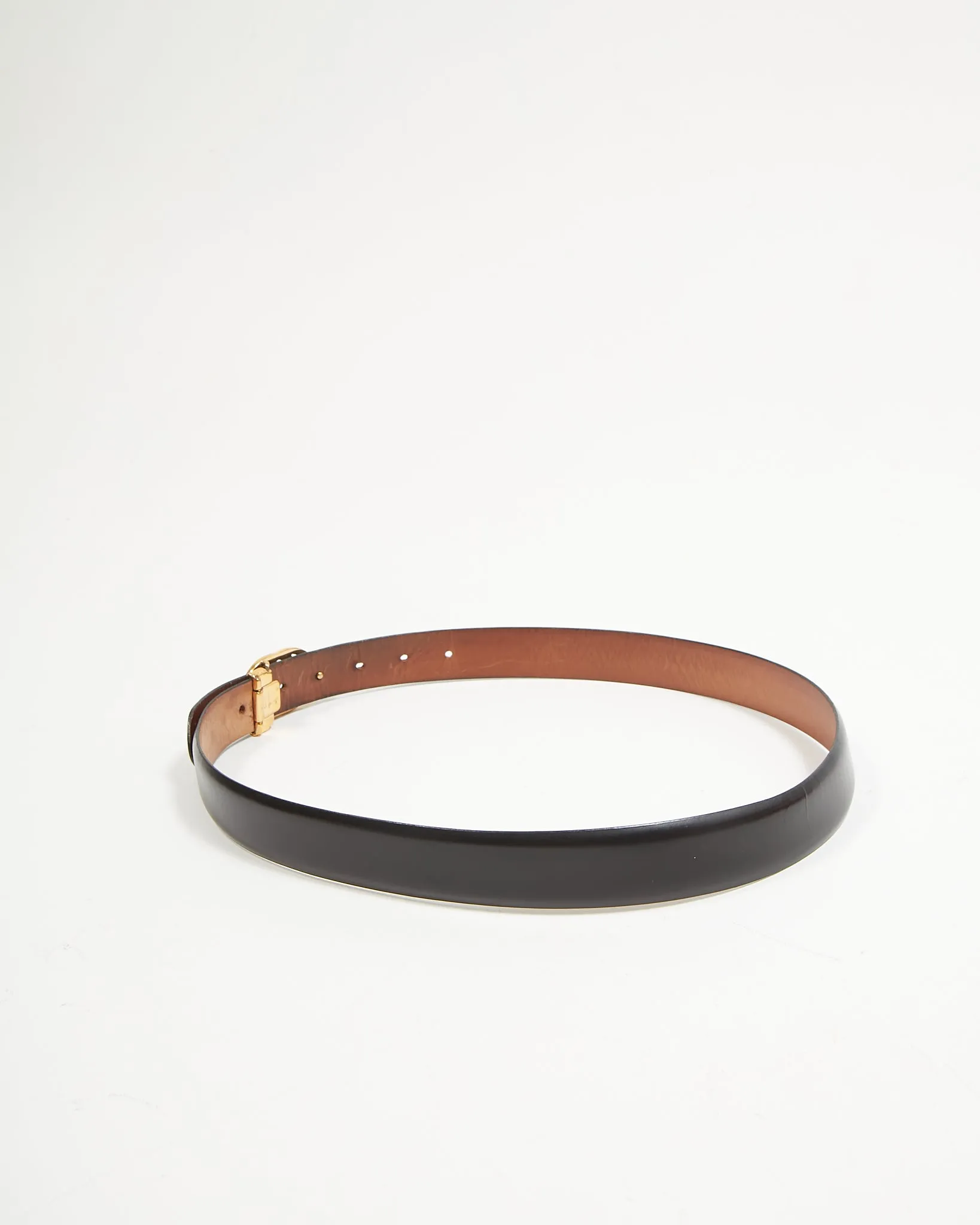 Gucci GG Gold Buckle on Fendi Black Leather Belt  - 110