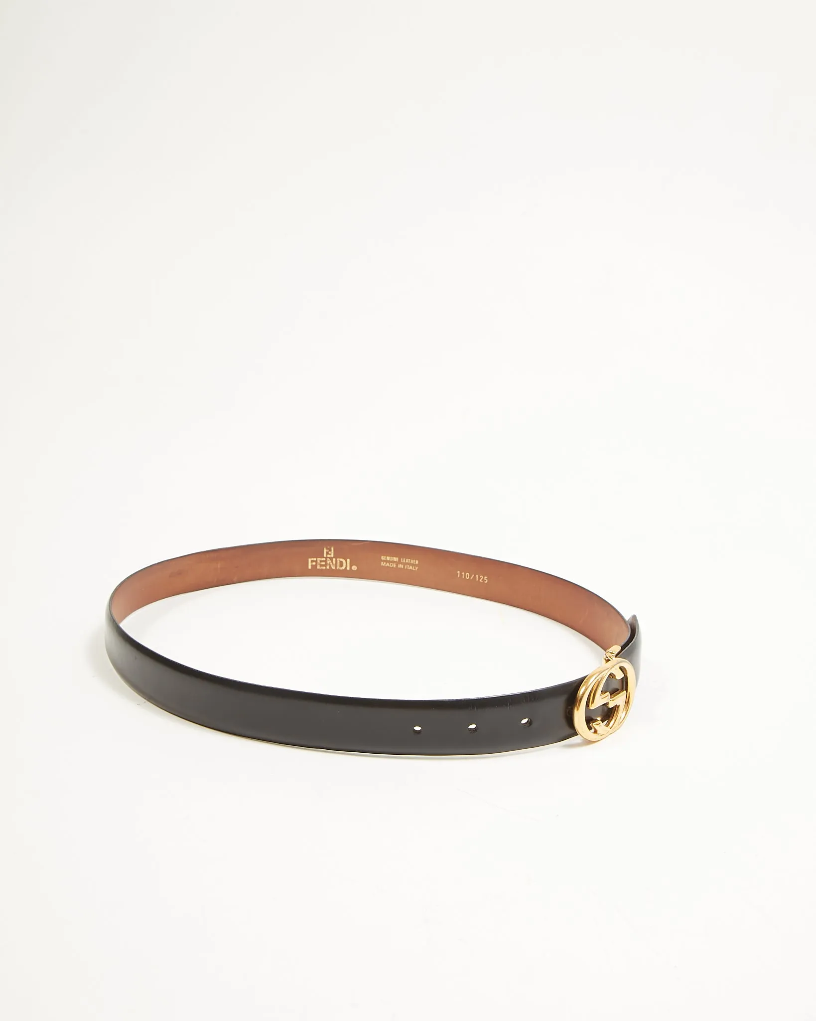 Gucci GG Gold Buckle on Fendi Black Leather Belt  - 110