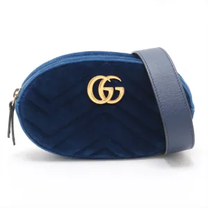 Gucci GG Marmont Velvet &amp; Leather Waist Bag Blue 476434  #2614