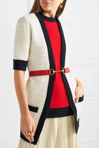 Gucci Leather Belt with Horse-bit Detail in Bright Red