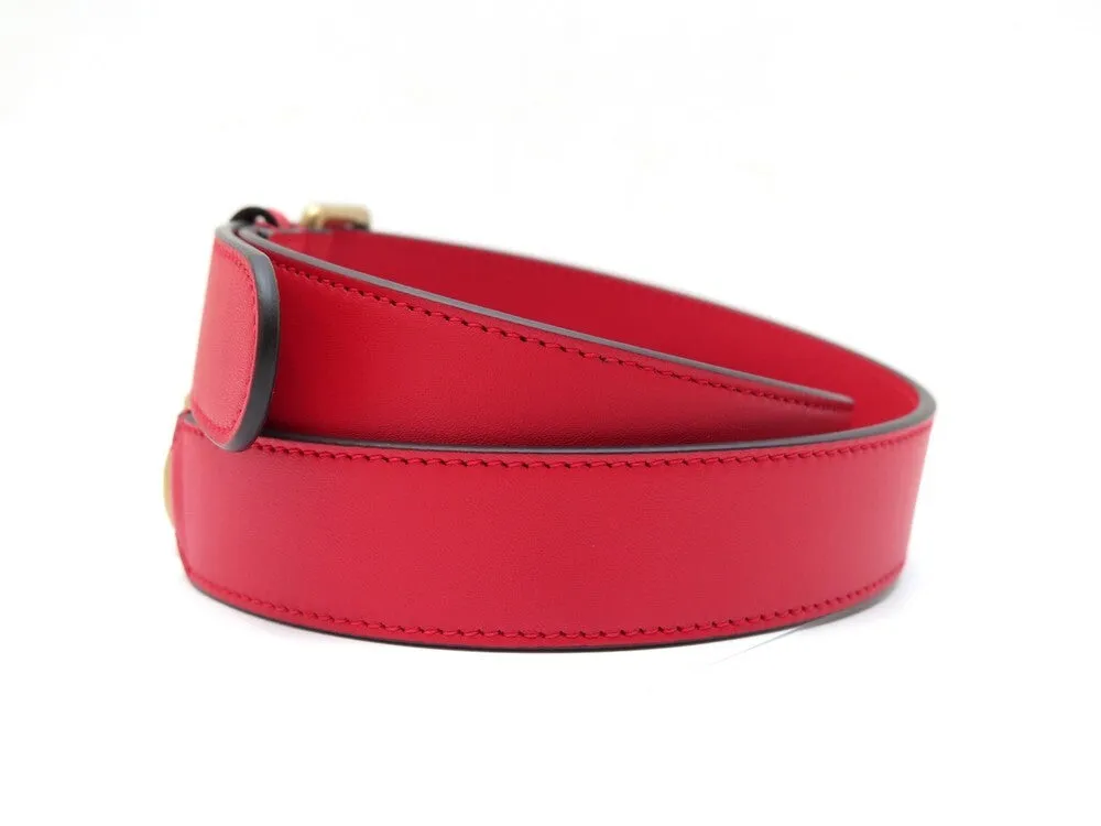 Gucci Leather Belt with Horse-bit Detail in Bright Red