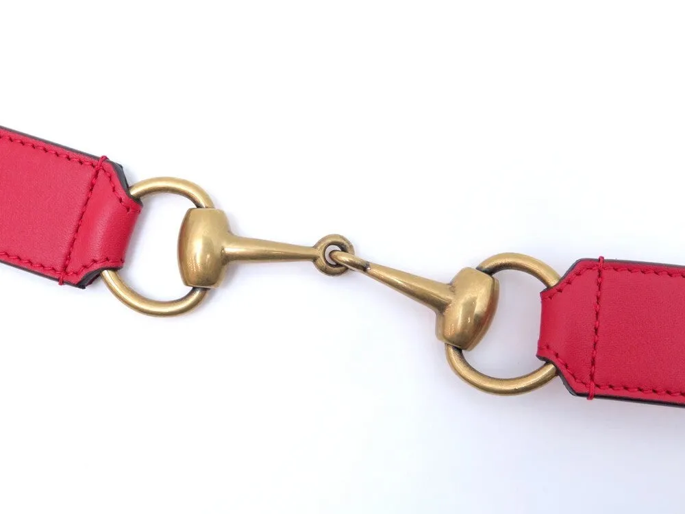 Gucci Leather Belt with Horse-bit Detail in Bright Red