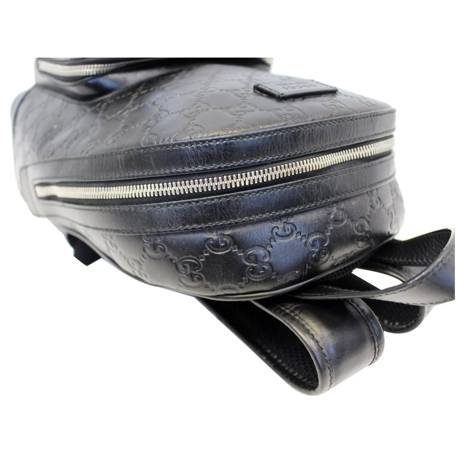 GUCCI Signature Leather Backpack Bag Black
