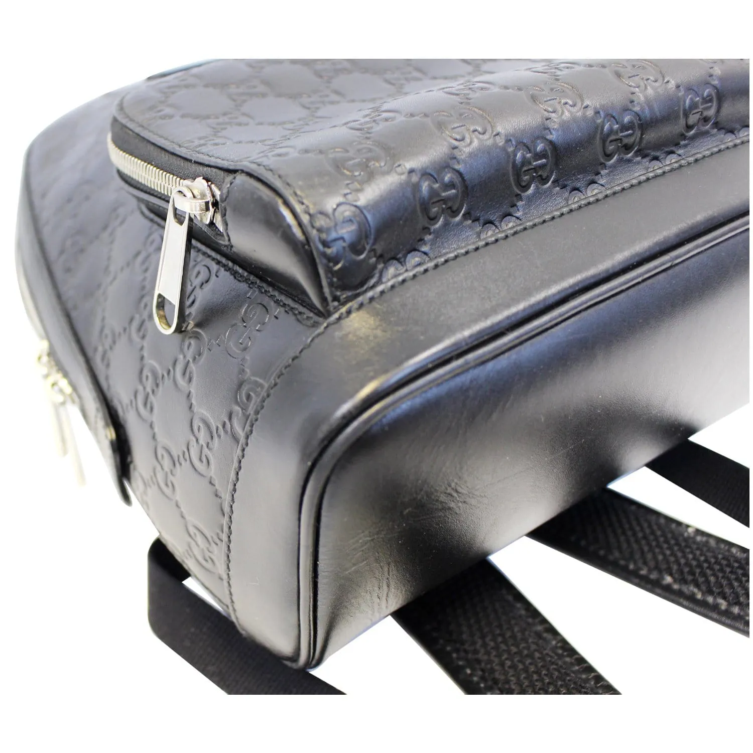 GUCCI Signature Leather Backpack Bag Black