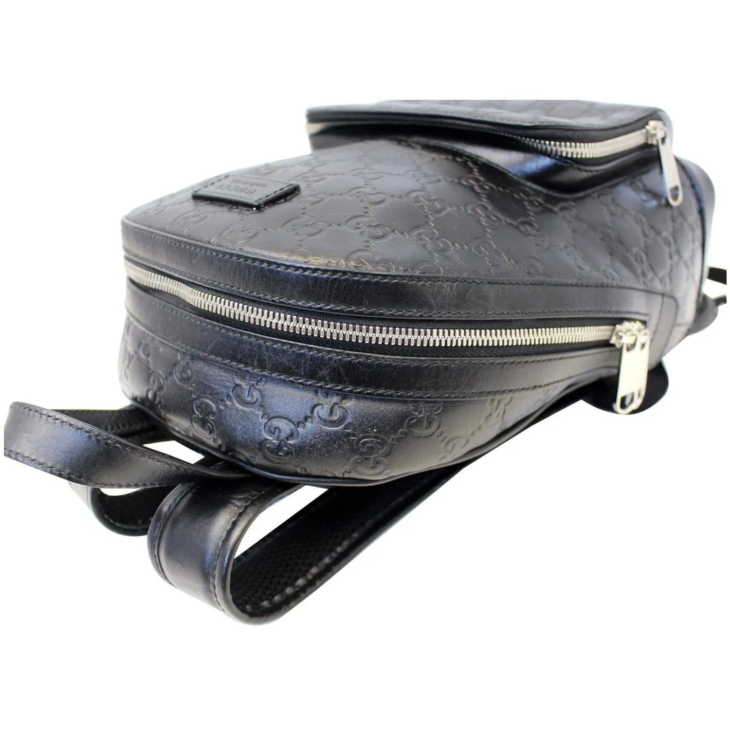 GUCCI Signature Leather Backpack Bag Black