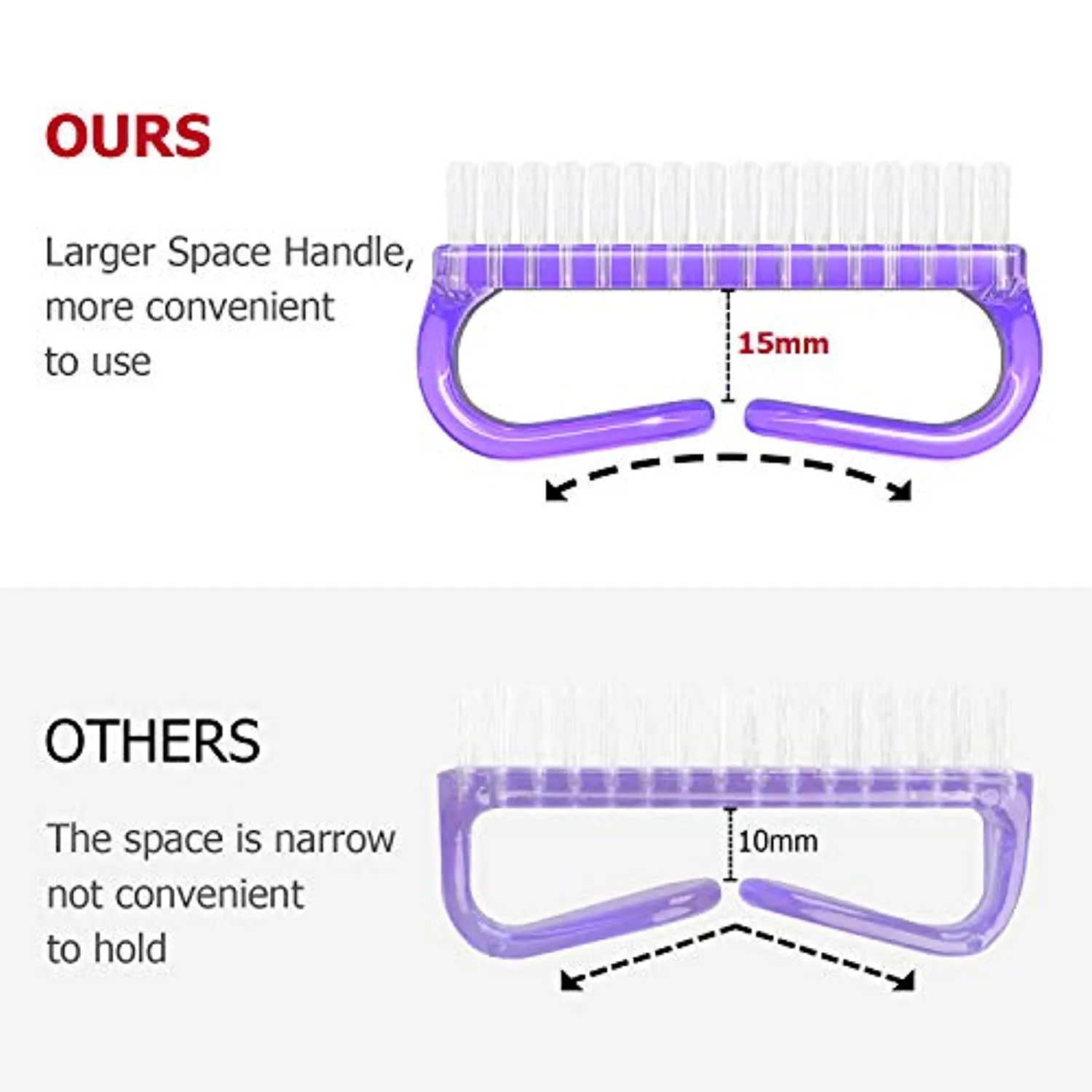 Handle Grip Nail Brush, Larbois Nail Brushes Hand Fingernail Brush Cleaner Scrubbing Kit Pedicure for Toes and Nails Men Women (4 Pack) (Multi Color)