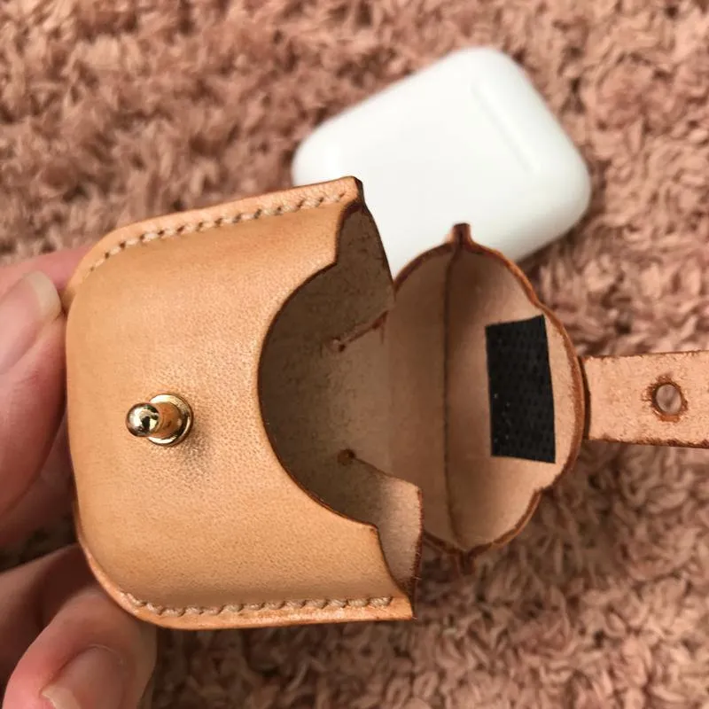 Handmade Beige Leather AirPods Case with Belt Clip Leather AirPods Case Airpod Case Cover