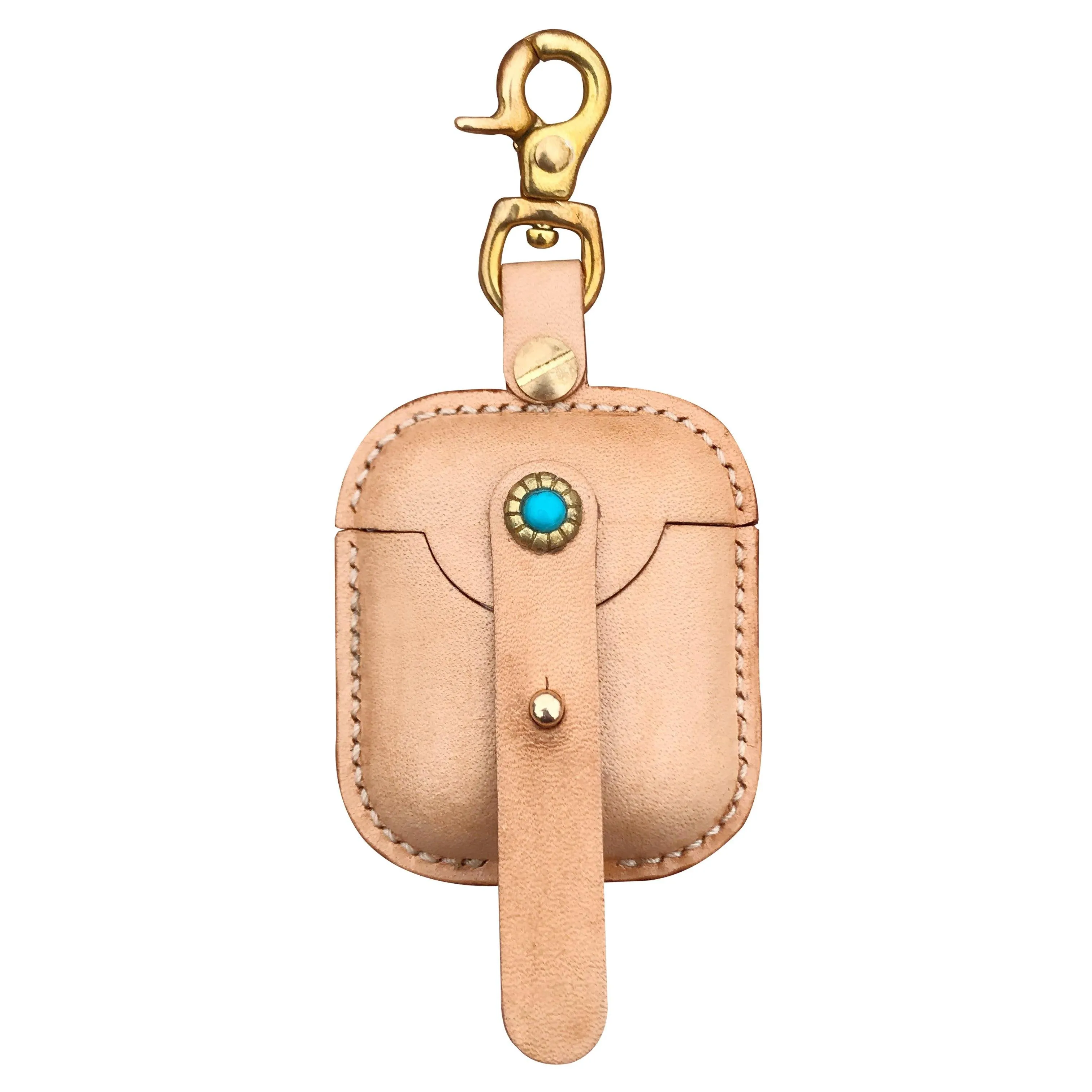 Handmade Beige Leather AirPods Case with Belt Clip Leather AirPods Case Airpod Case Cover