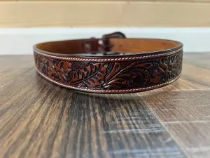 Handmade Leather Leaf Tooled Belt
