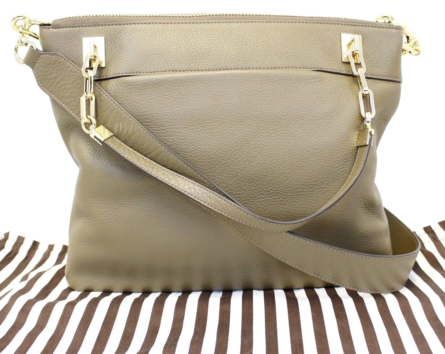 Henri Bendel Khaki 2 way Khaki Leather Shoulder Handbag