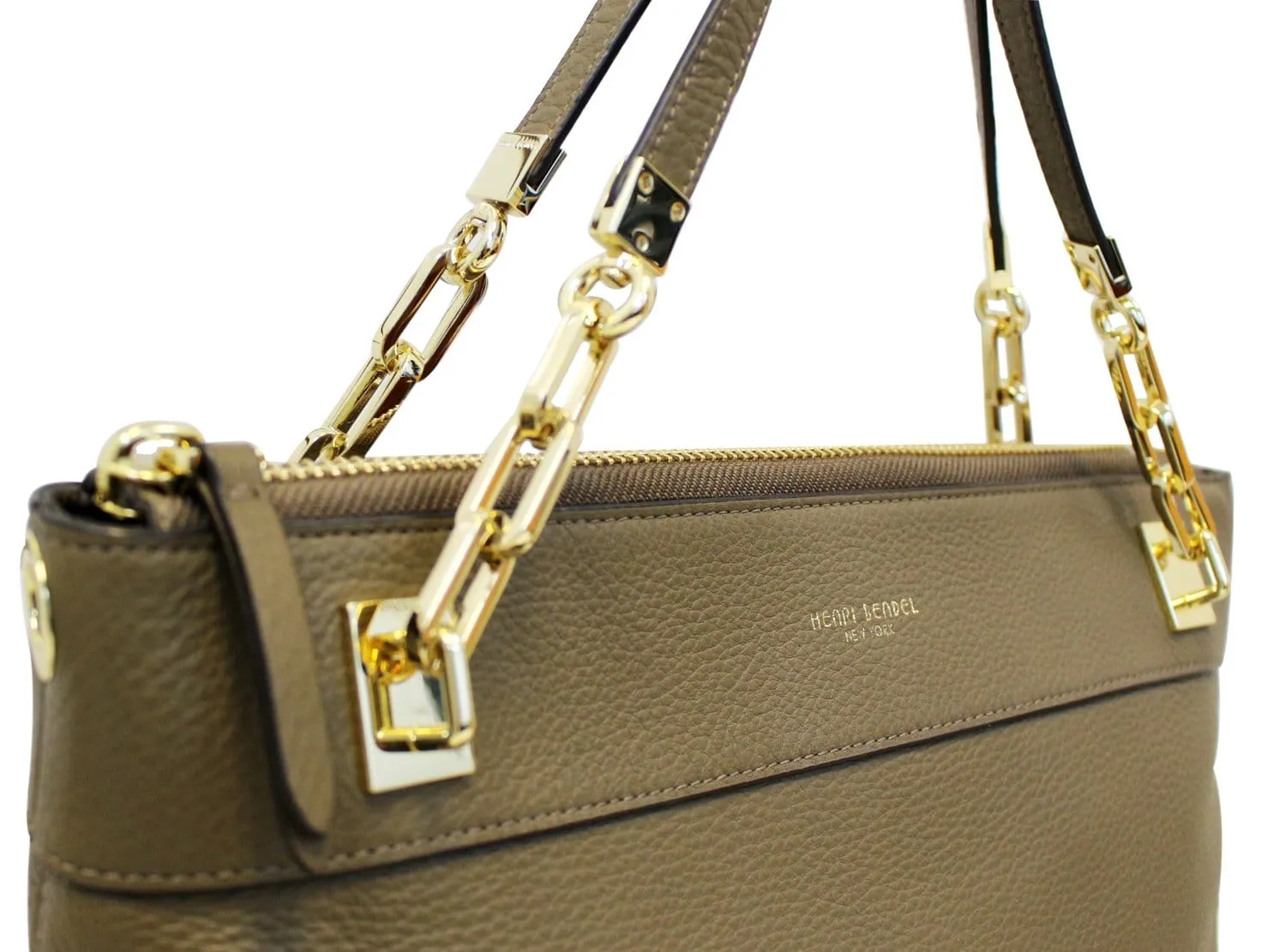 Henri Bendel Khaki 2 way Khaki Leather Shoulder Handbag