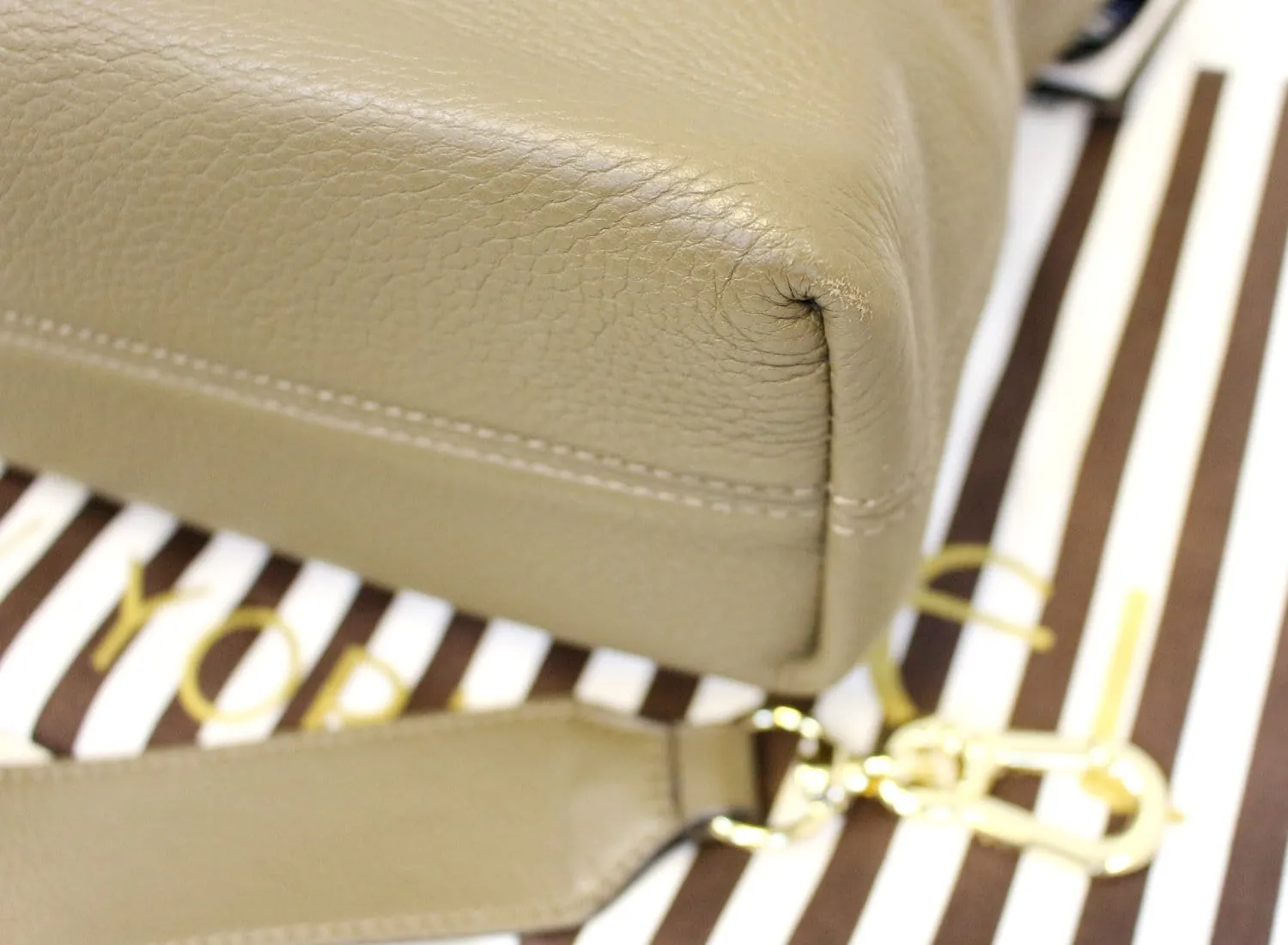 Henri Bendel Khaki 2 way Khaki Leather Shoulder Handbag