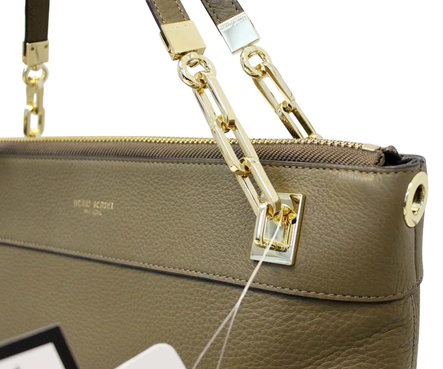 Henri Bendel Khaki 2 way Khaki Leather Shoulder Handbag