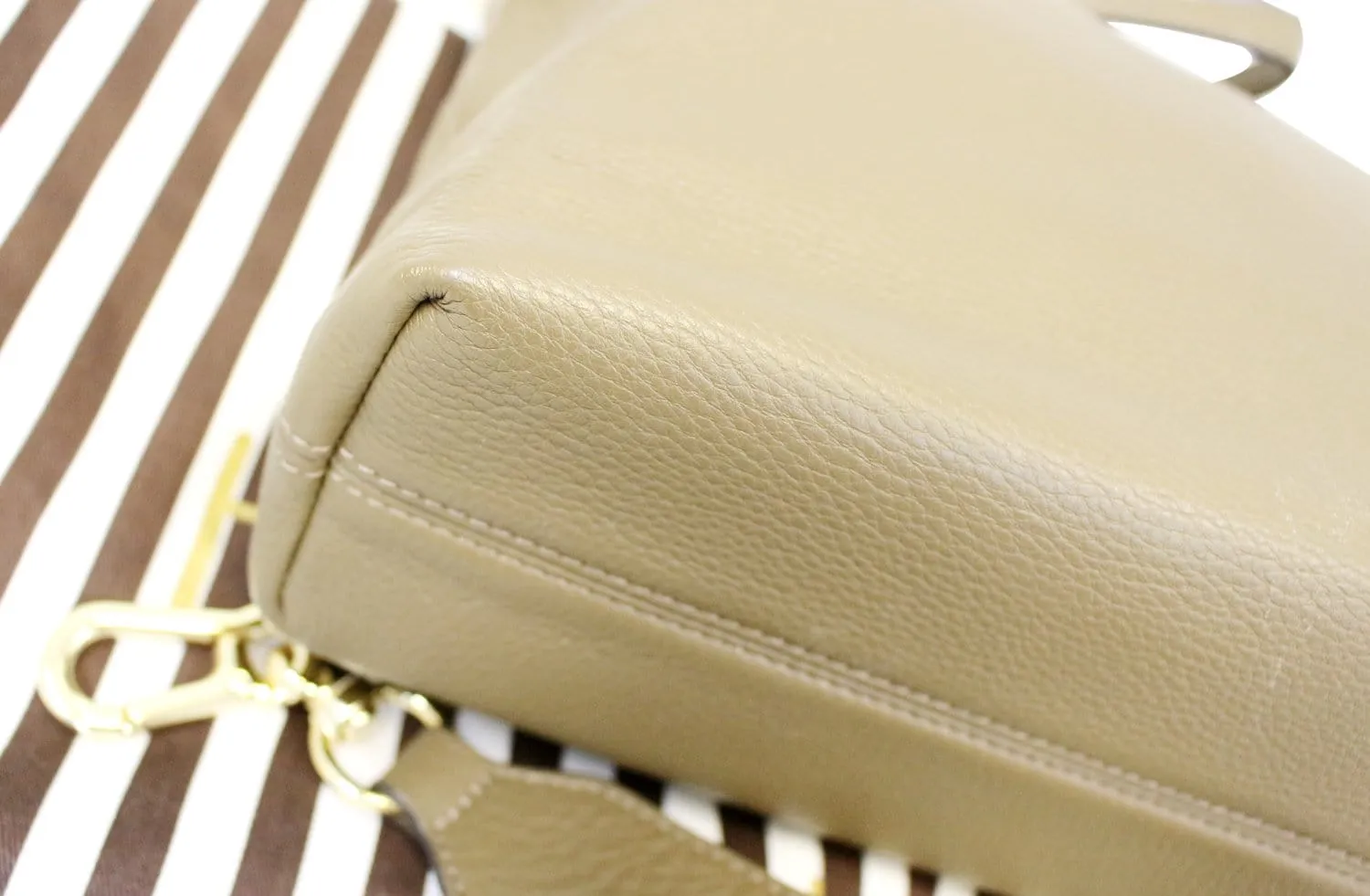 Henri Bendel Khaki 2 way Khaki Leather Shoulder Handbag