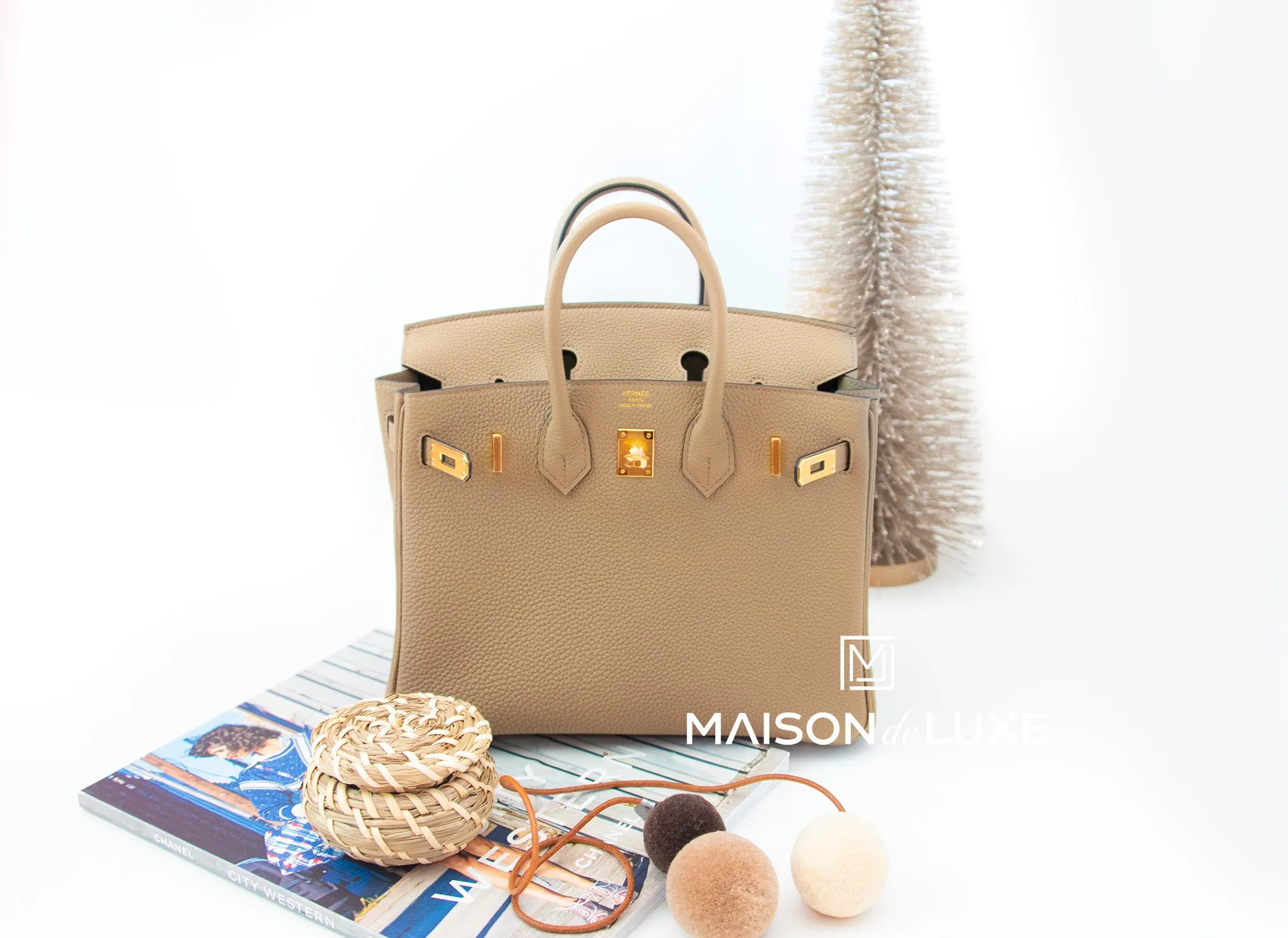 Hermes Birkin 25 Beige Marfa Togo Gold Hardware