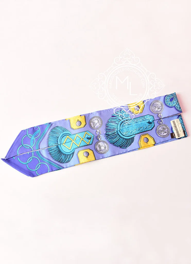 Hermes Epaulettes Purple / Turquoise / Yellow Twilly