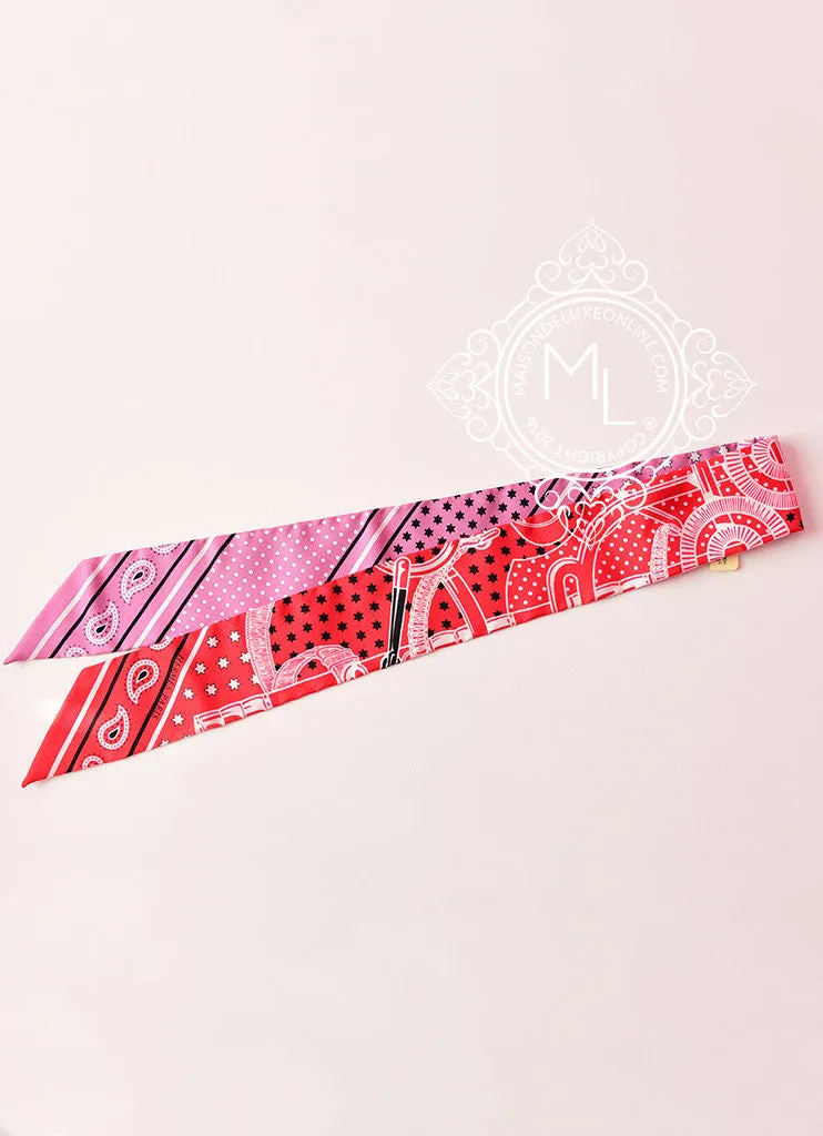Hermes Eperon d'Or Cut Violet White Red Twilly