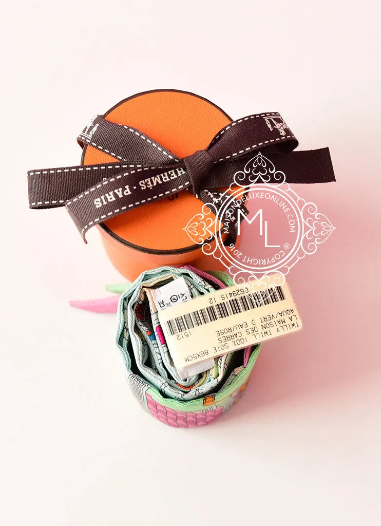 Hermes La Maison des Carrés Aqua / Vert D Eau / Rose Twilly