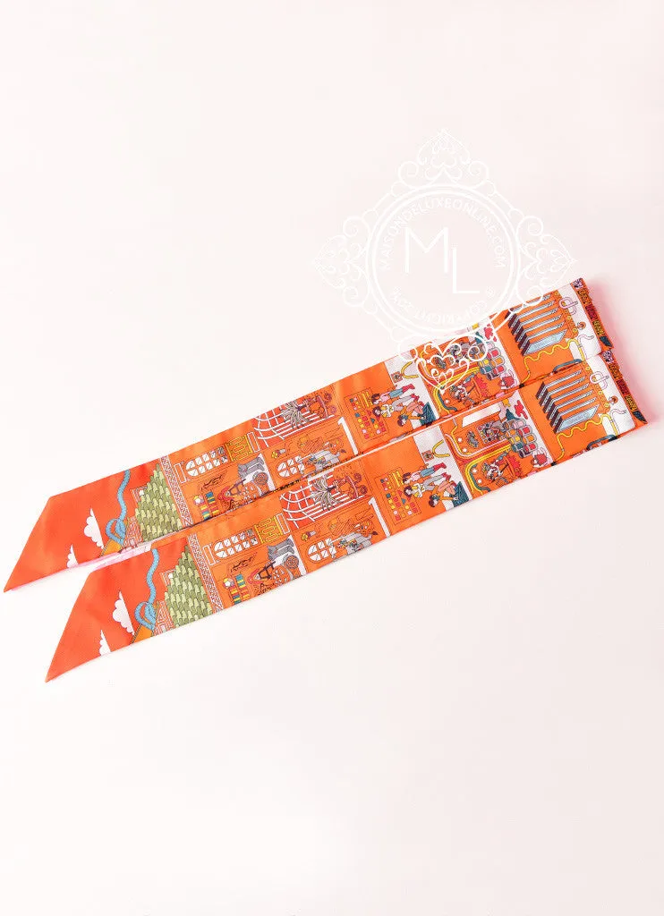 Hermes La Maison des Carrés Orange Capucine Rose Twilly
