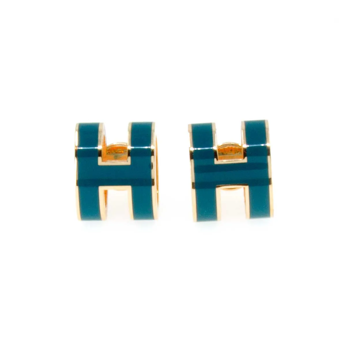 Hermes Mini Pop H Earrings Bleu Jean
