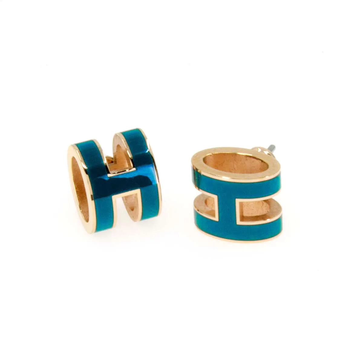 Hermes Mini Pop H Earrings Bleu Jean