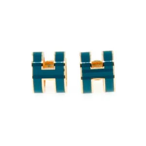 Hermes Mini Pop H Earrings Bleu Jean