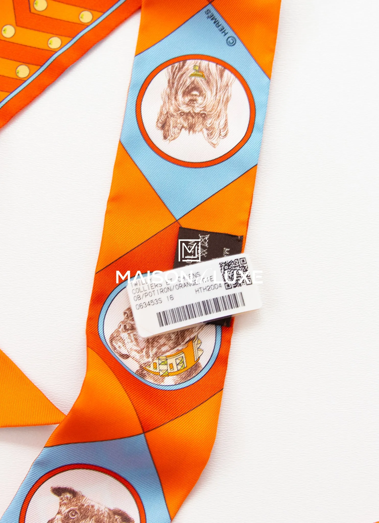Hermes Orange Colliers et Chiens Twilly