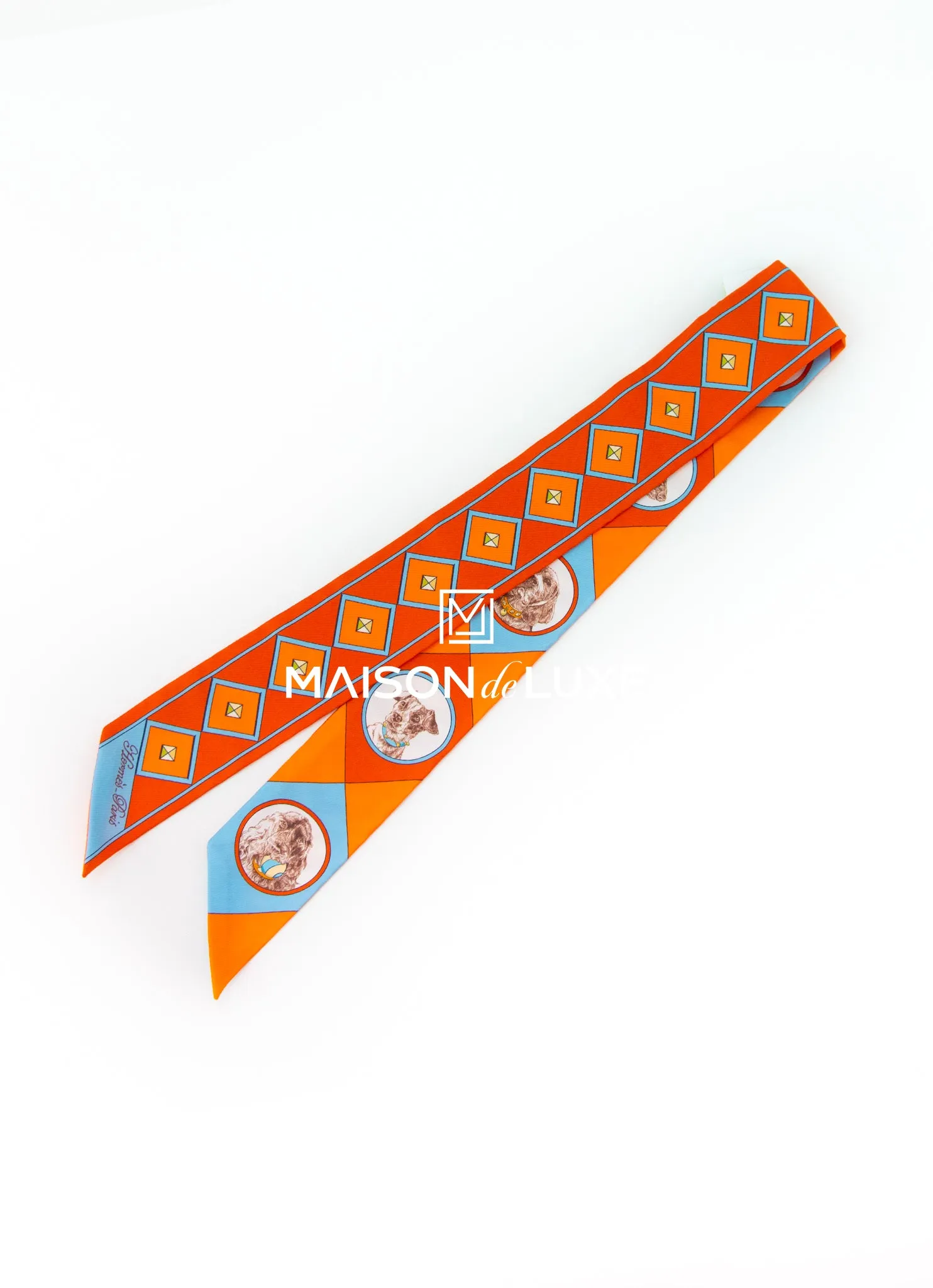 Hermes Orange Colliers et Chiens Twilly