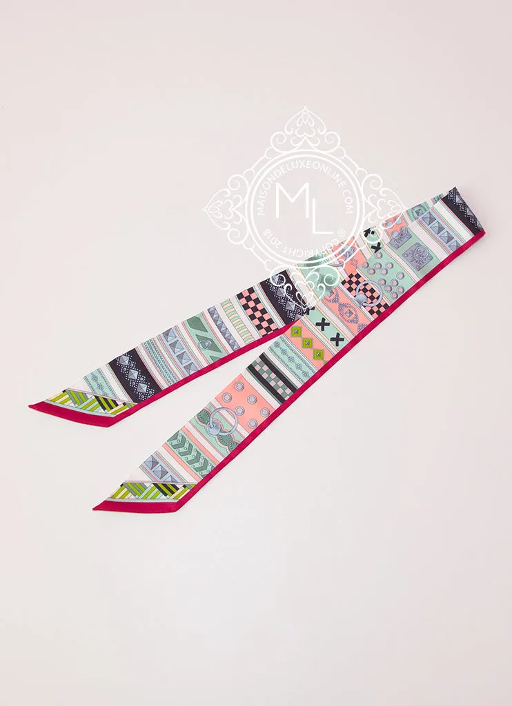 Hermes Pink Green Colliers de Chiens Twilly