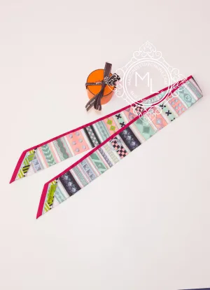 Hermes Pink Green Colliers de Chiens Twilly