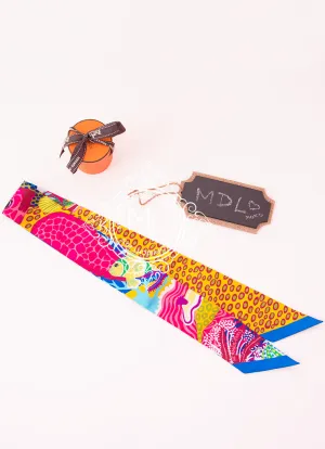 Hermes Pink Yellow Under the Waves Twilly
