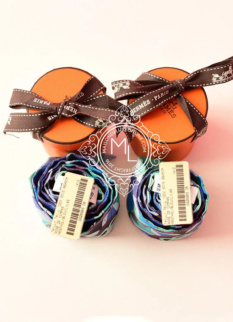Hermes Rose De Compas Menthol Bleu Lilas Twilly