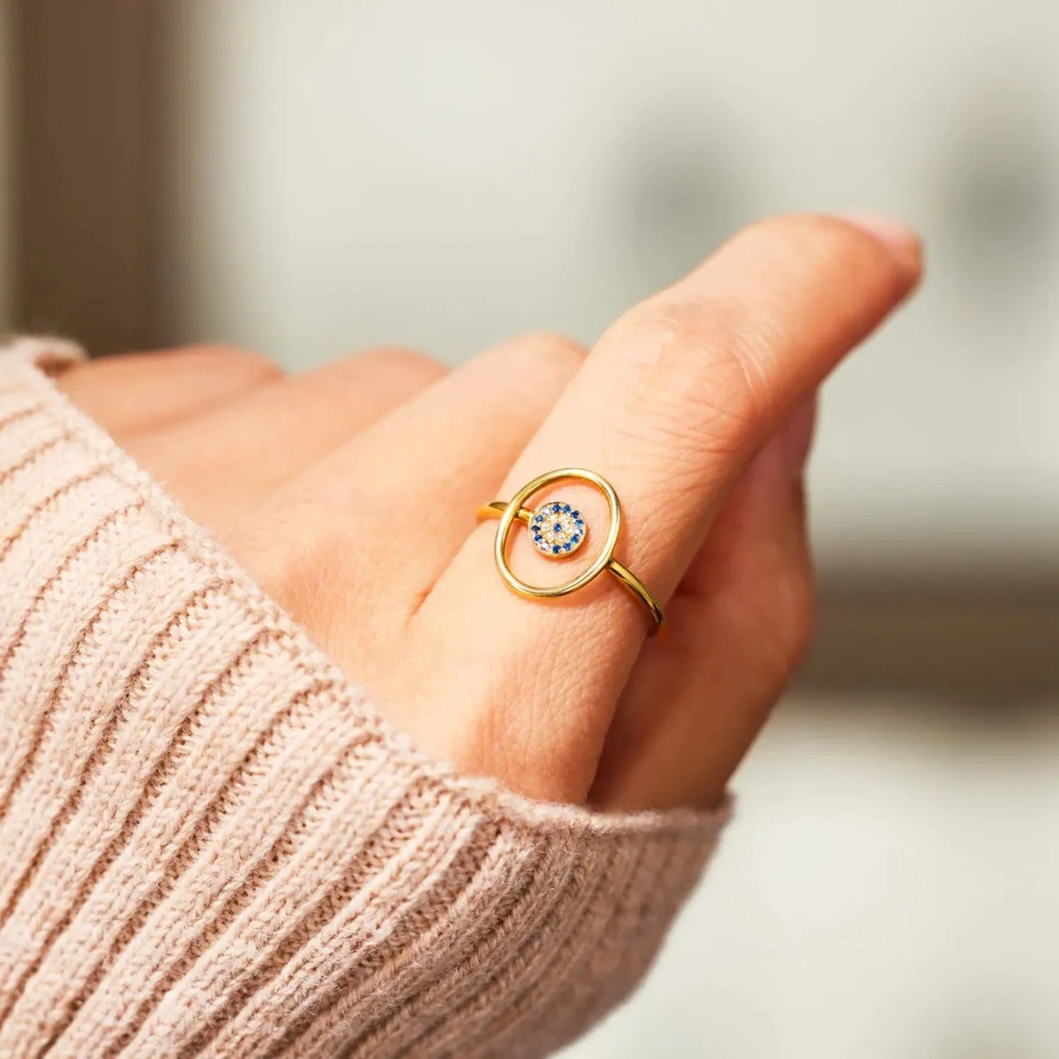Hollow Evil Eye Ring