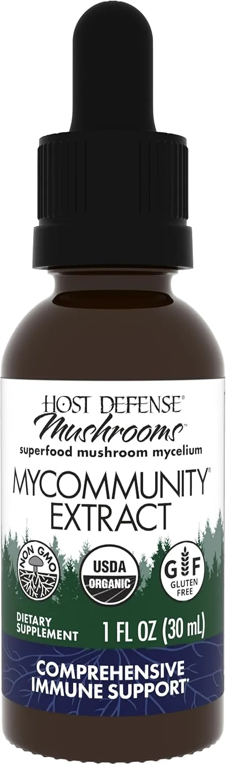 Host Defense MyCommunity Extract - 17 Species Blend Mushroom Supplement for Immune Support - Extract with Lion's Mane, Reishi, Chaga, Cordyceps, Turkey Tail & More - 1 fl oz (30 Servings)*