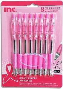 INC. Ball Point Pens, Pink Breast Cancer Awareness