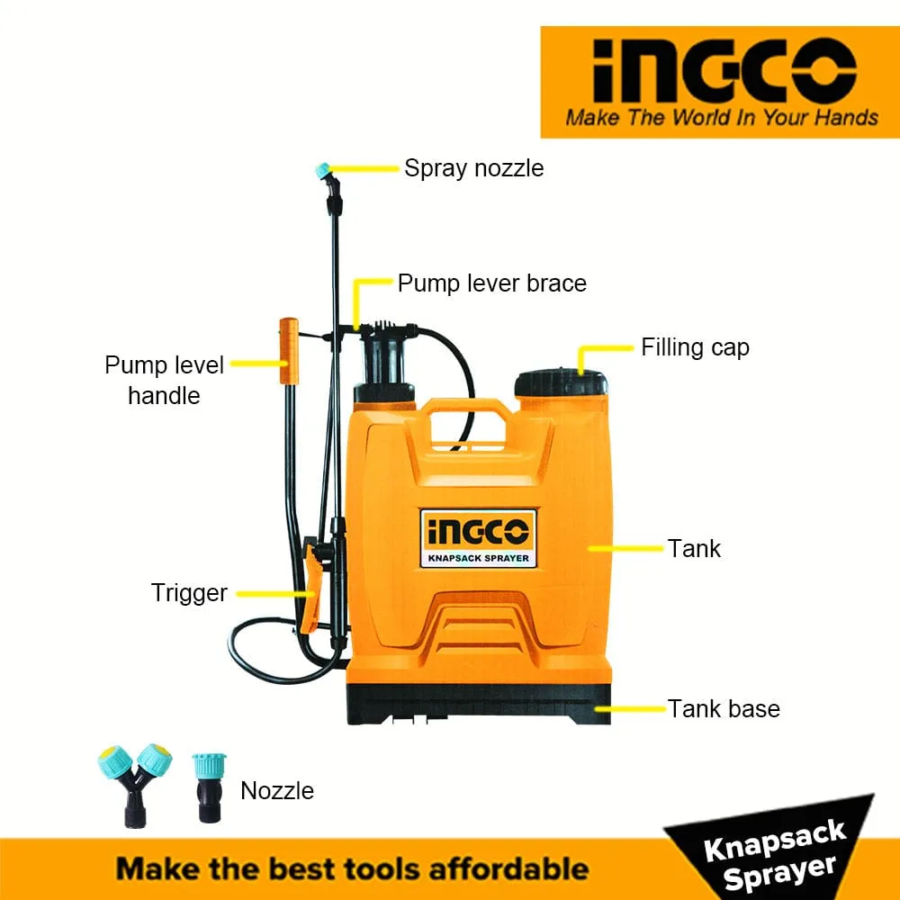 Ingco 20L Manual Knapsack Sprayer with Adjustable Nozzle - HSPP42002