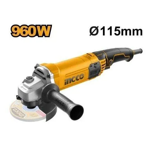 Ingco 4.5" / 115mm Angle Grinder 960W with Auxiliary Handle – AG9608