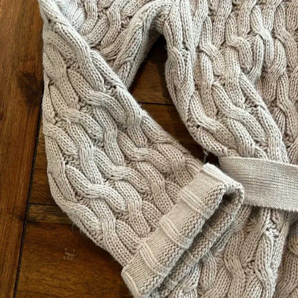 J. JILL long cable knit open cardigan button down sweater tan Size XL