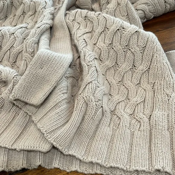J. JILL long cable knit open cardigan button down sweater tan Size XL