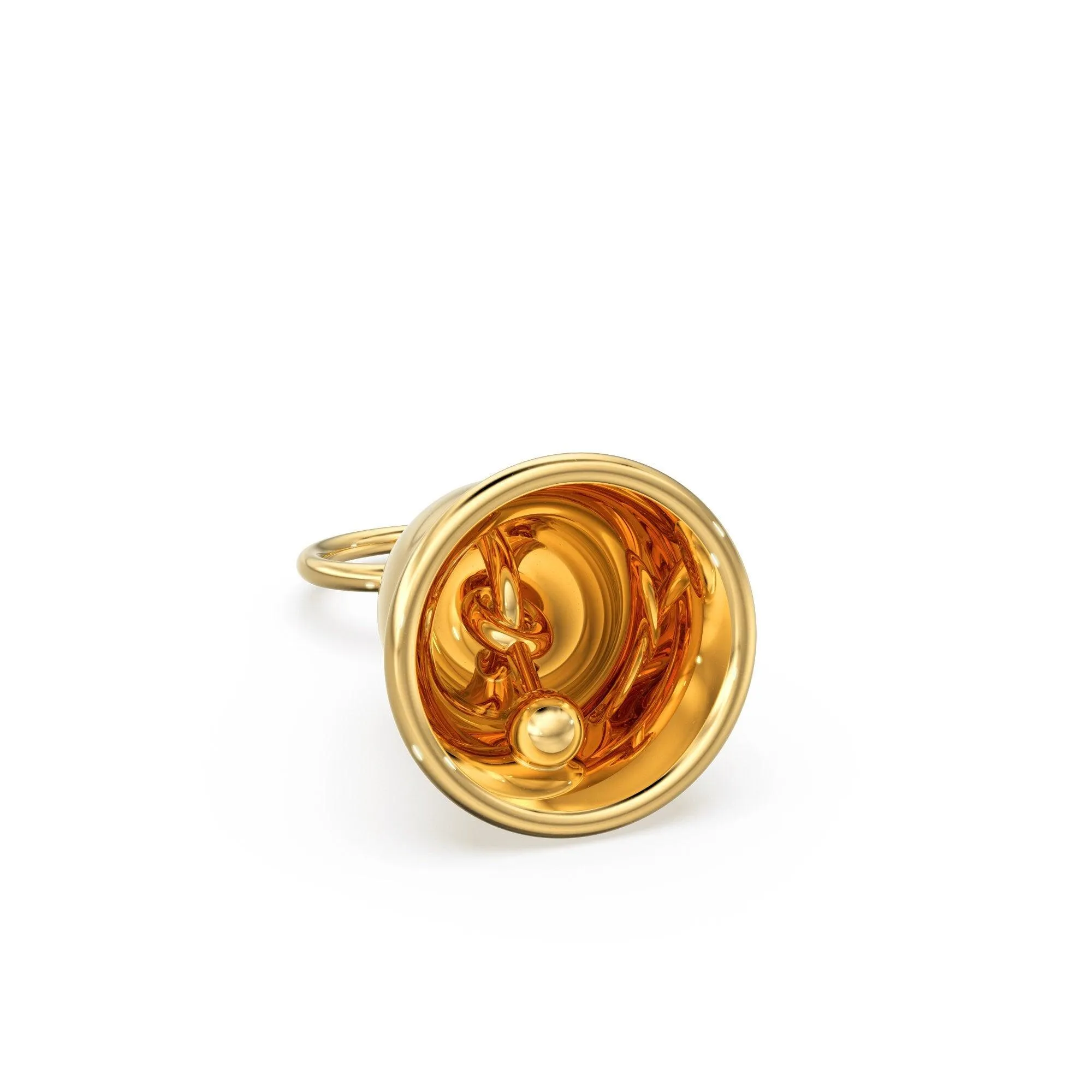 Jingle Bell Solid Gold Charm Pendant / 14k 18k Solid Gold Sleigh Bell / Diamond Charm / Bell Charm / Sale