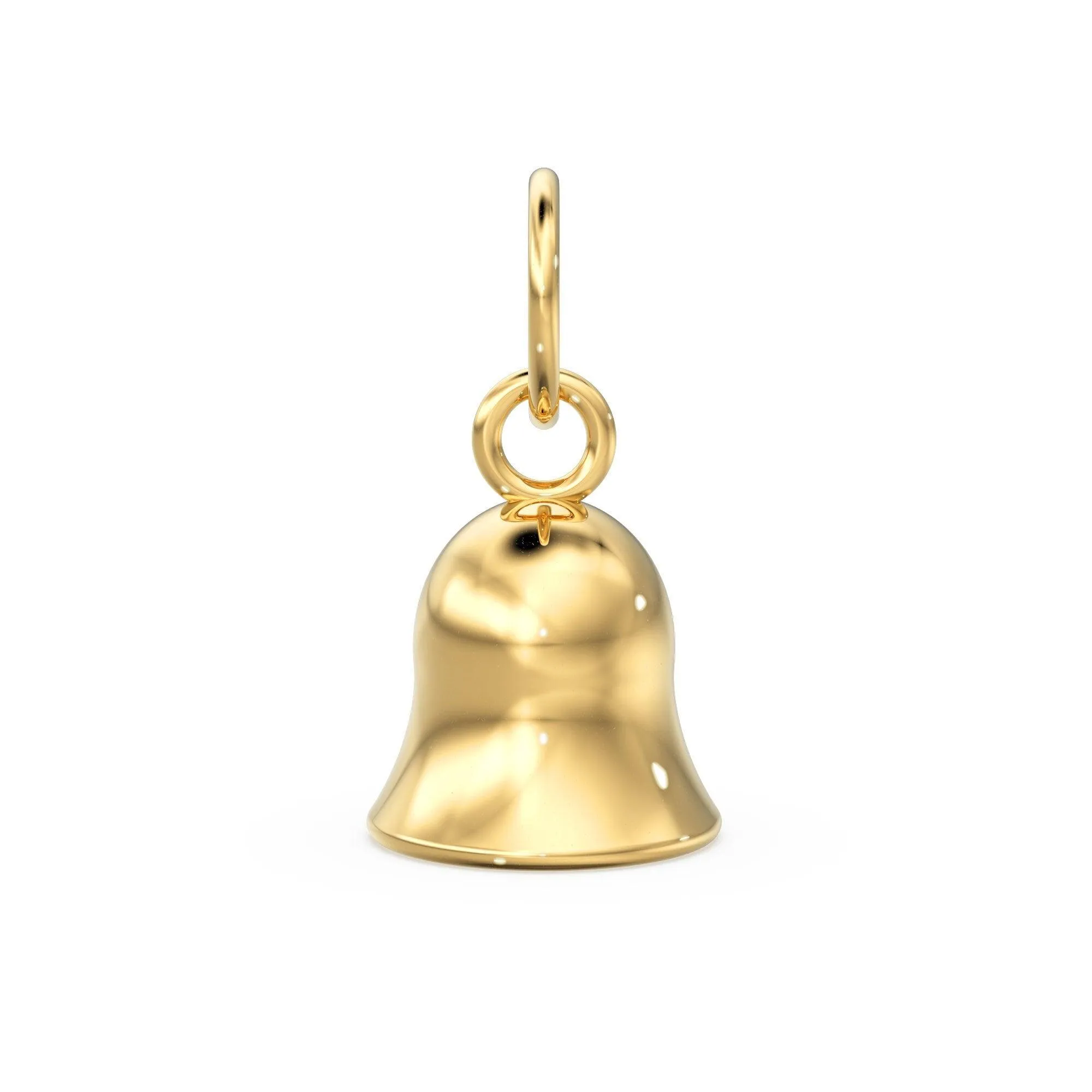 Jingle Bell Solid Gold Charm Pendant / 14k 18k Solid Gold Sleigh Bell / Diamond Charm / Bell Charm / Sale